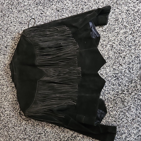 Vintage Pioneer Wear Black Suede Fringe Jacket - Picture 6 of 6